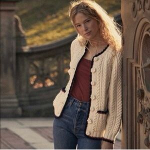 Doen Tamara Knit Cardigan Sweater Cream S NWT